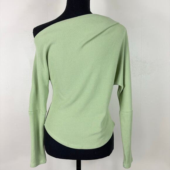 Free People We The Free Off Shoulder Long Sleeve Fuji Thermal Top in Misty Path - Picture 7 of 9